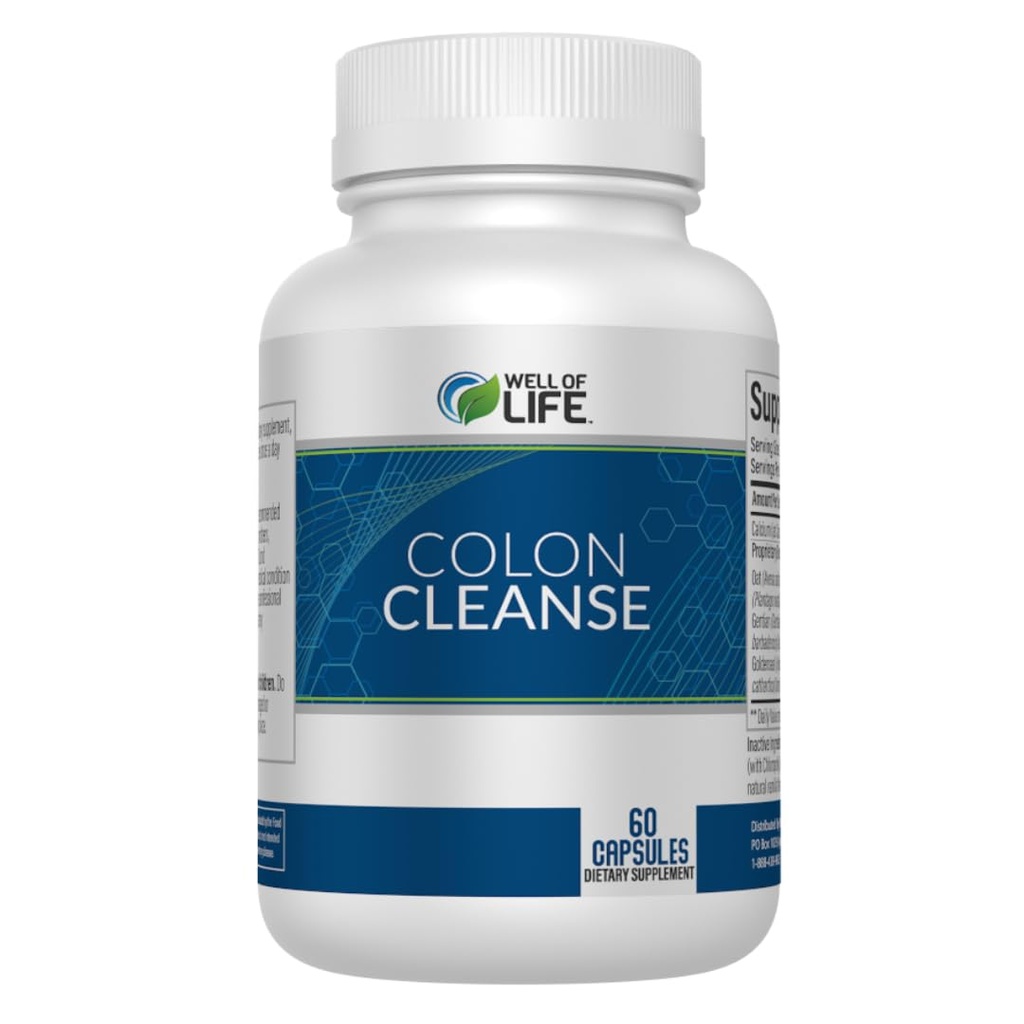 Well of Life: Colon Cleanse: Aloe Vera, Cascara Sagrada, Rhubarb Root, Bentonite. Ajută la digestia, ajută la uşurarea constipaţiei. 700mg 