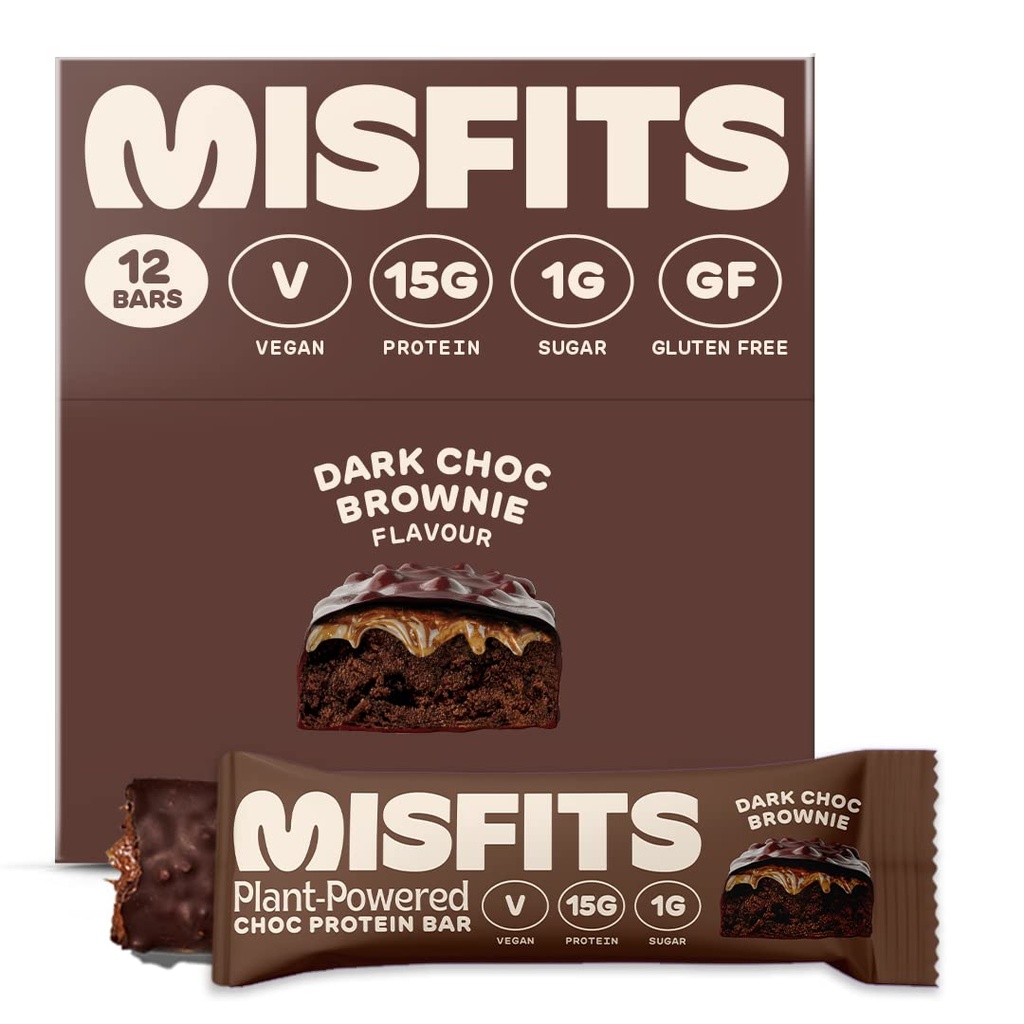 Misfits Vegan Proteina Baruri, Ciocolata Intunecata Brownie - Original Reteta 