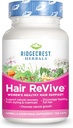 RidgeCrest Herbals Hair ReVive, Supliment nutritional al parului cu vitamina C, Biotina (6000mcg), Zinc, si cupru, Vitamine de par pentru femei pentru a sprijini parul sanatos, piele, si unghii (120 Capace, 30 Serviri)