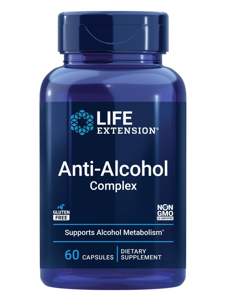 Life Extensie Anti-Alcohol Complex, Vitamina C, zinc, Seminte de struguri, Milk Thistle, Clove Extract, Suportă sănătos de alcool metabolice şi funcţie optimă a ficatului, Gluten-Free, non-GMO, 60 capsule