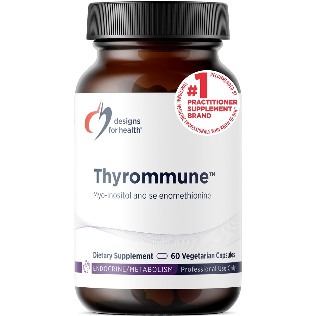 Designuri pentru sănătate Thyrommune - Supliment de suport tiroidian cu Seleniu (Selenometionină) + Myo-Inositol - Vegan & Gluten-Free (60 capsule)