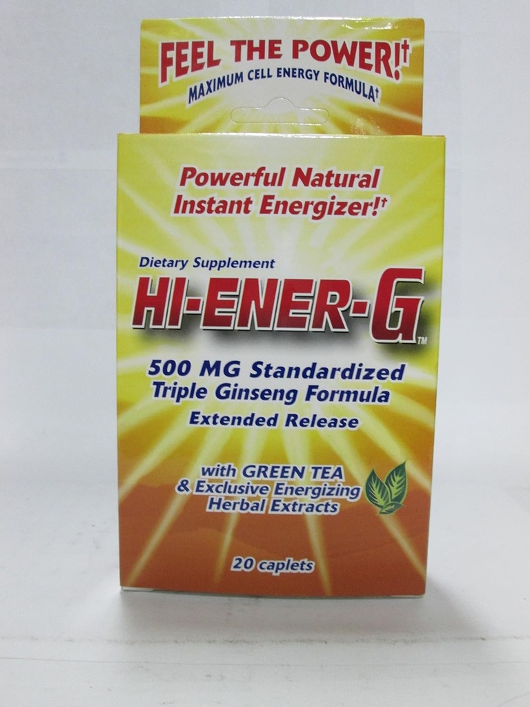 Windmill Health Products Hi-Ener-G Triple Ginseng Supliment Caplete, 500 mg, 20-Count Pachete (Pachet de 3)