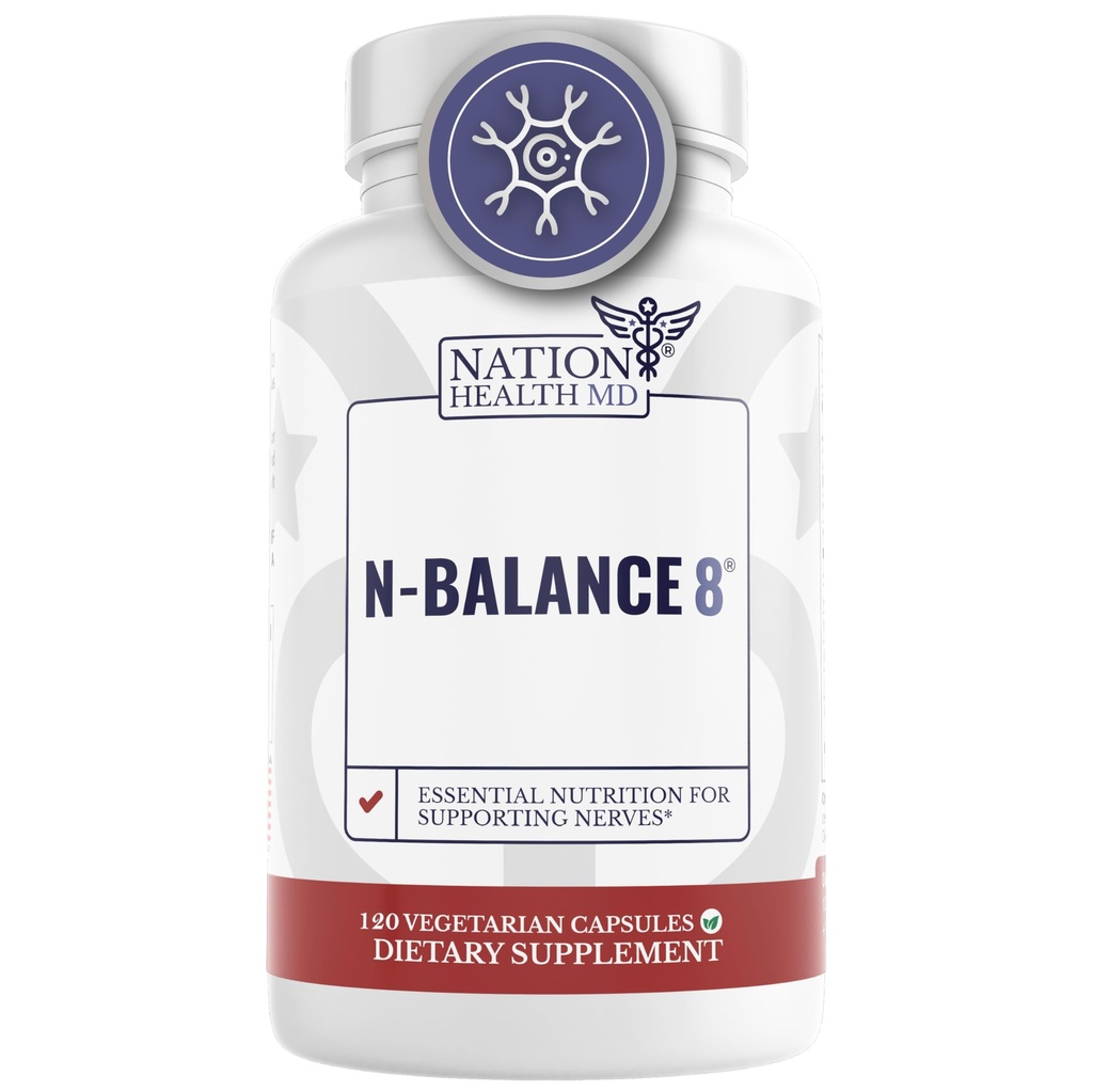 N-Balance8 - Formula de suport pentru nervi - Supliment de suport pentru nervi cu acid lipoic alfa, benfotiamină și ALA - Suplimente medicale pentru bărbați și femei, 60 capsule