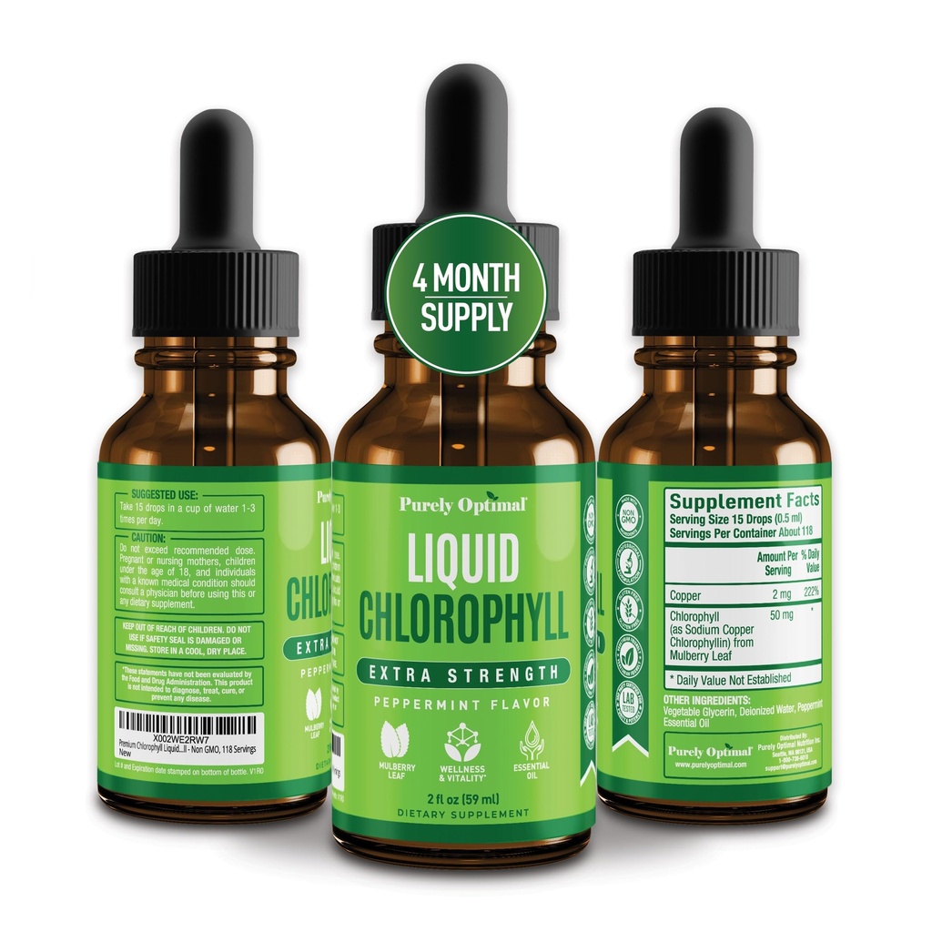 Premium Clorofila picături lichide - 100% natural & Gluten lichid Clorofila - non OMG-uri, 118 serviri