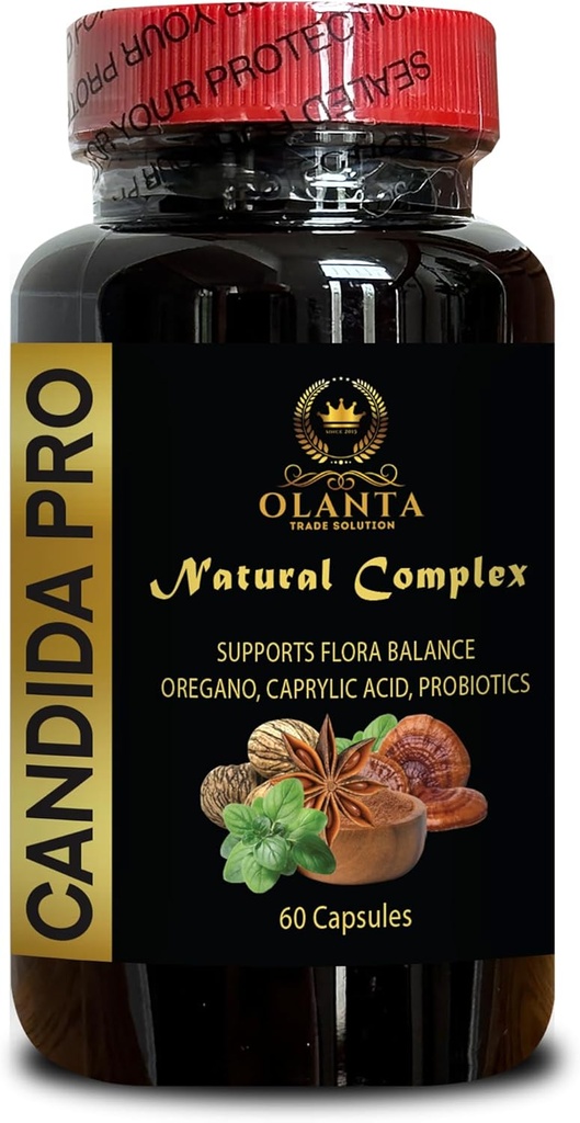 Candida Supplement suport - Ulei de Oregano, Suplimente pentru sanatate gutoase, plante-Baza de plante Candida Cleanse, Suport pentru flora intestinala - 1 flacon 60 capsule