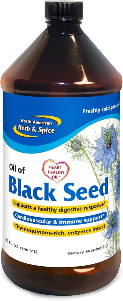 North American Herb & Spice Black Seed Oil - 32 fl. oz. - Cardiovascal, Digestive & Immune Support - Non-GMO - 192 Servings