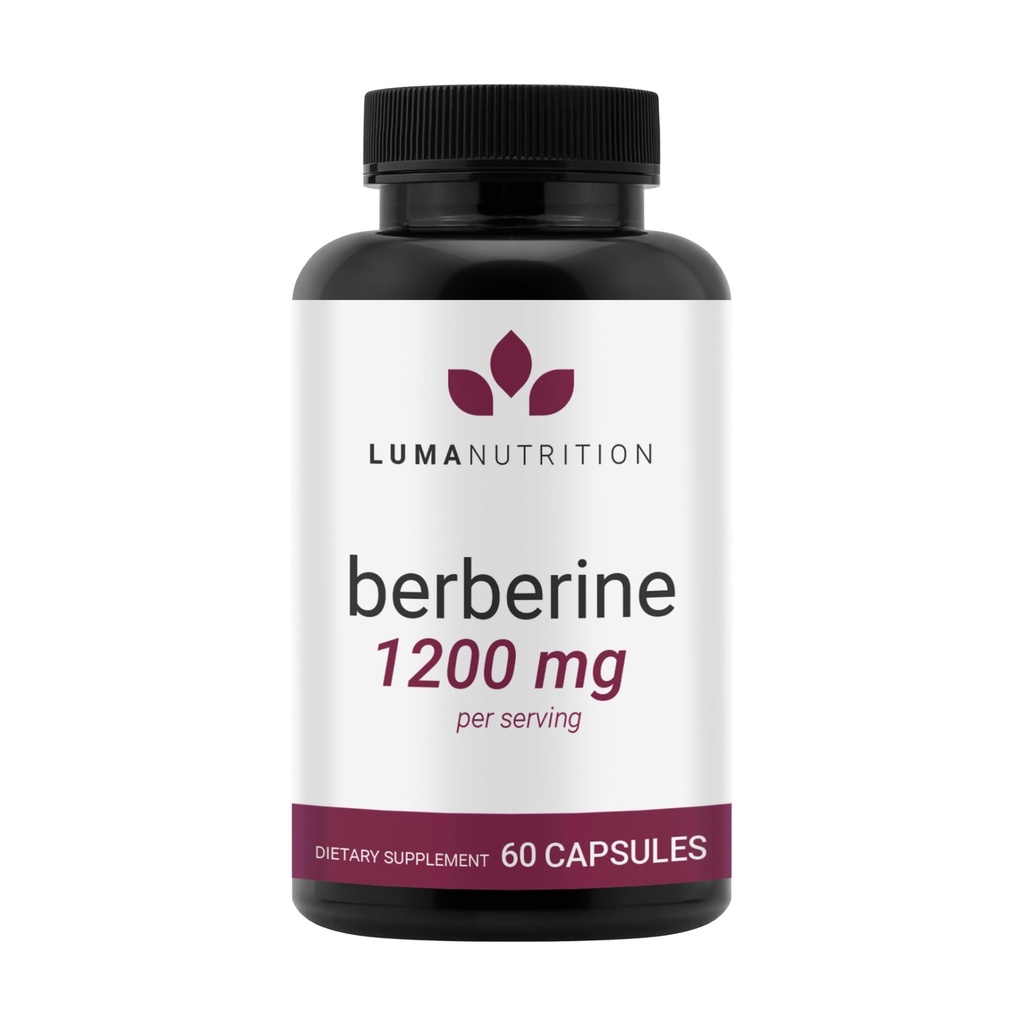 Luka Nutrition Berberine Supliment - Berberine HCL 1200 mg Per Serving - Vegan, Gluten Free, Non-GMO - 60 Capsule