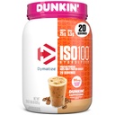 Dymatize x Dunkin' Cappuccino ISO100 Whey Pulbere de proteine, 95mg Cafeina, 25g de proteine 5.5g BCAAs, 120 Cal., Gluten gratuit, 1g grăsime, 1g zahăr, 2g carbohidrat (20 serviri)