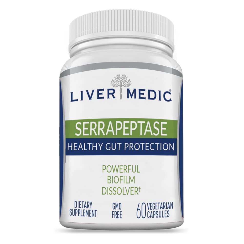 Serapeptază Pure Digestive Proteolitice Enzime Enteric cretate Premium Sanatos Gut Protectie si Vegan de suport hepatic pentru Sinus, Respiratie si Sanatate NonGMO (60 Capace)