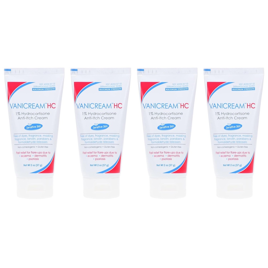 Vanicream HC 1% Hydrocortizon Anti- Itch Cream - 2 oz, Pachet de 4