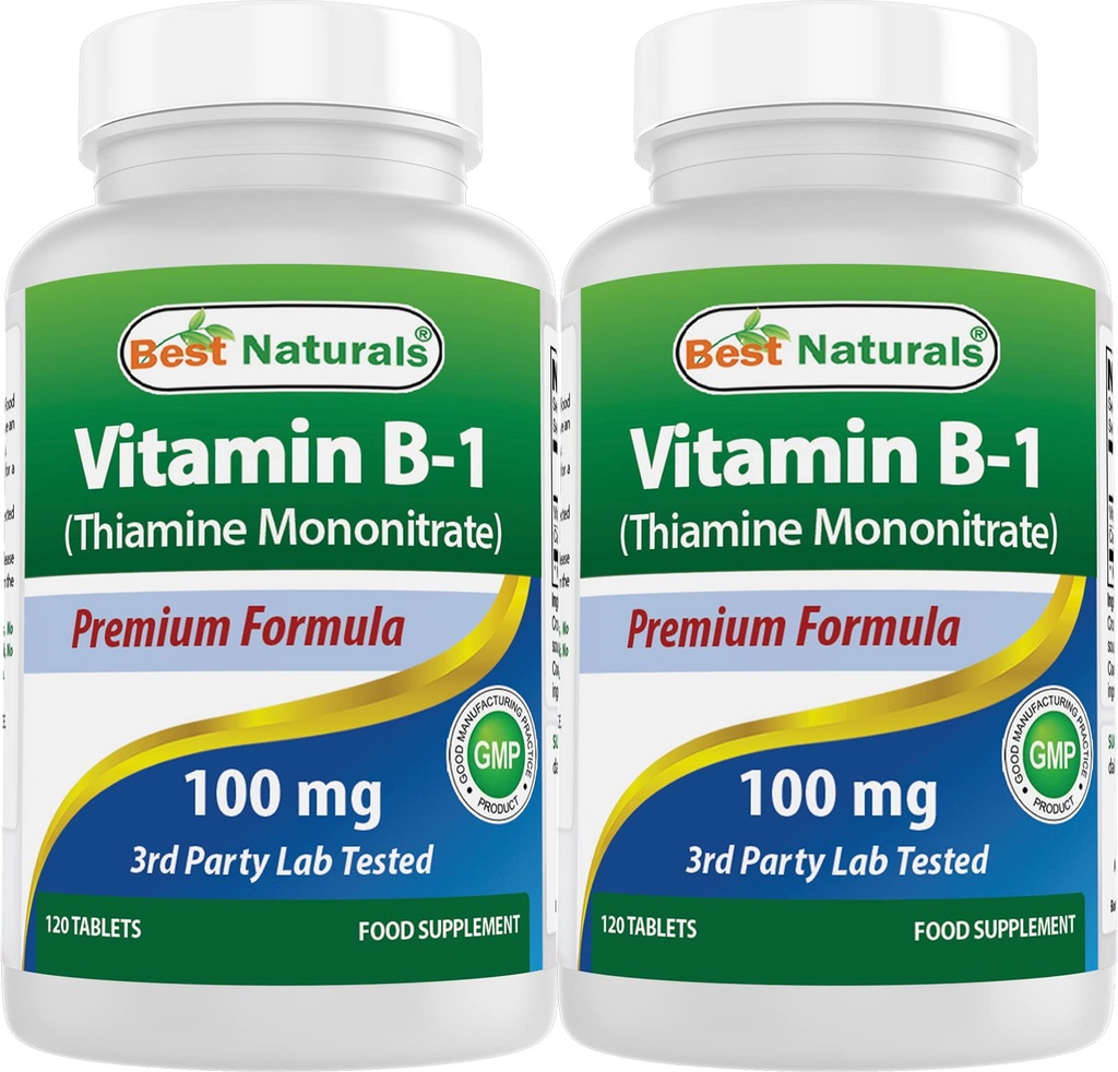 Cele mai bune naturale Vitamina B1 ca Tiamină Mononitrat 100 mg 120 comprimate (120 număr de capsule de 2)