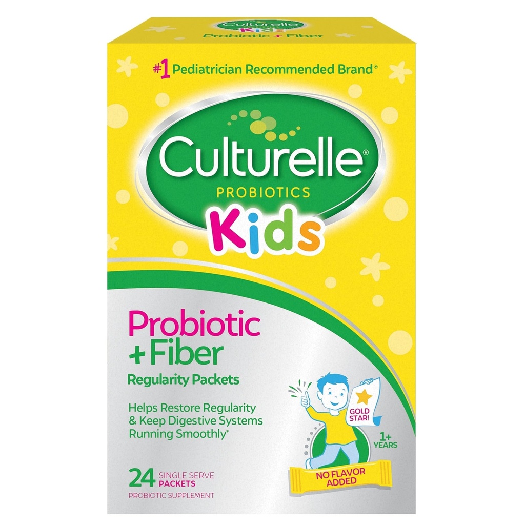 Culturelle Kids Probiotic + Fiber Packets (Ages 3+) - 24 Conte - Digestive Health & Immune Support - Helps Recuperează Regularitatea (Pachetul poate varia)