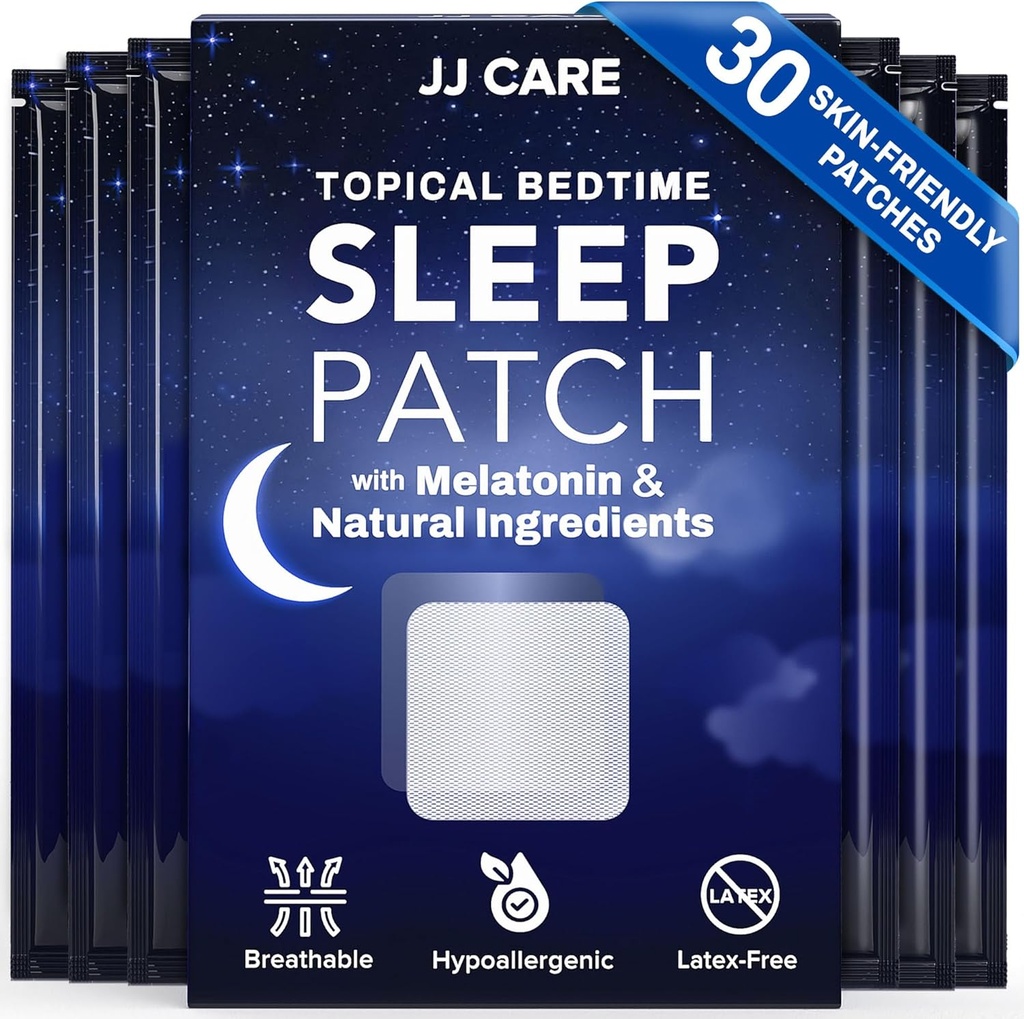 JJ CARE Sleep Patches 30 PCS, Sleep Adids pentru adulți Extra Putere, Natural și Toxin-Free Sleep Patch, Melatonin Patch pentru utilizare zilnică, Melatonin Natural Patch pentru Sleep Support