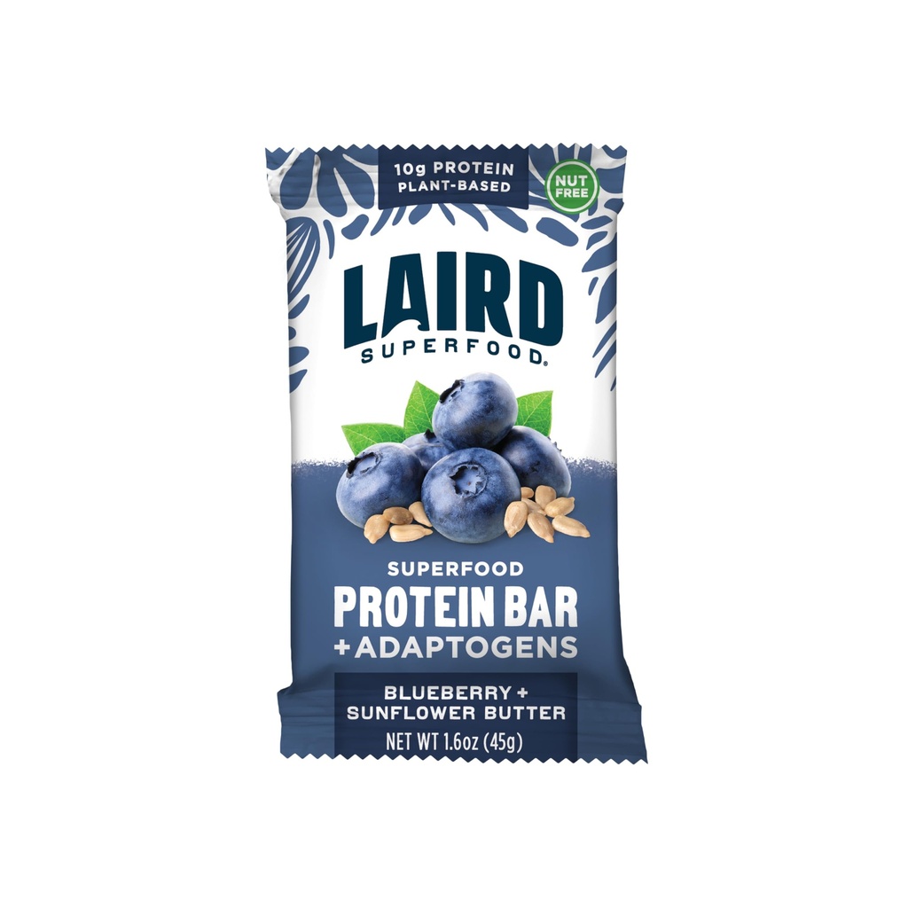 Laird Superfood Proteine functionale Bar, Proteine Bar, dar mai bine cu ingrediente reale, Ciuperci functionale 10g Proteina pe bază de plante, 6g Fibră, Unt de floarea-soarelui de afine, 10 Conte (Pachet de 1)