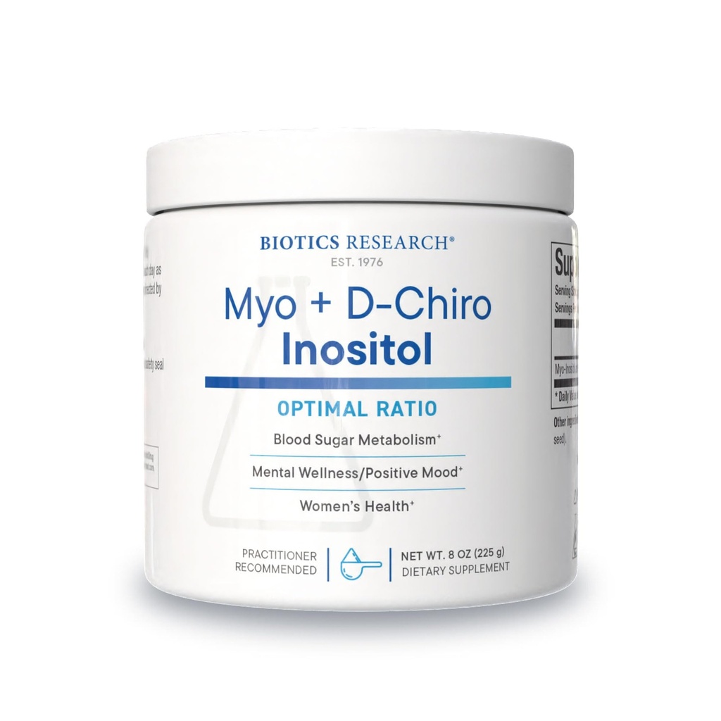 Biotics Research Balanced B8 Powder, Myo inositol şi D Chiro inositol, 40:1 Ratio, Femeile de sănătate, Neural Communication, Fat Metabolism, Vascular Health, Hair Growth 8 Ounces