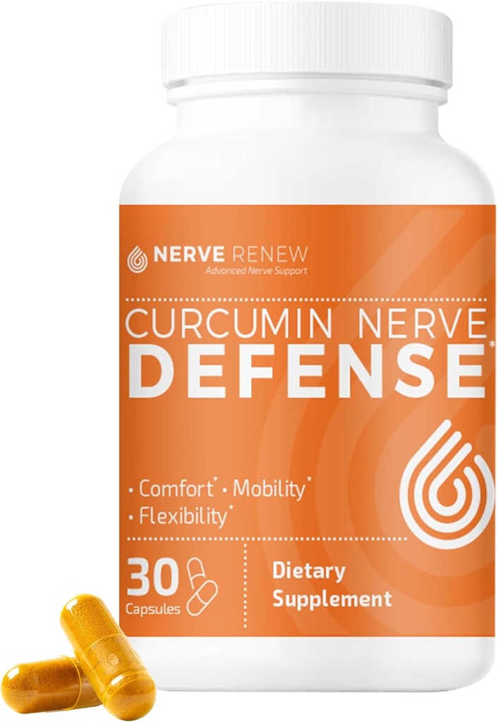 NERVE RENEW Curcumin Nervi de apărare cu Meriva Curcumin Fitozom pentru nutrisment şi confort complet - Curcumină optimizată cu extract de piper negru - 30 capsule