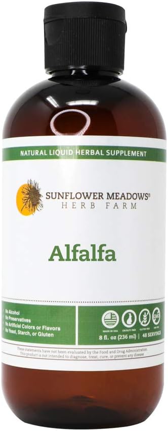 Alfalfa Liquid Herbal Supplement - 8oz- Alcool fără, non-GMO, Made with Organic Ingredients