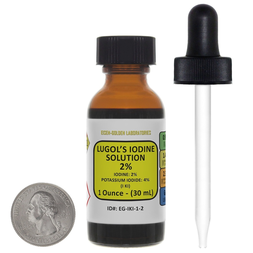 Iodul lui Lugol / soluţie 2% / 1 Oz într-o sticlă de chihlimbar / picătură liberă