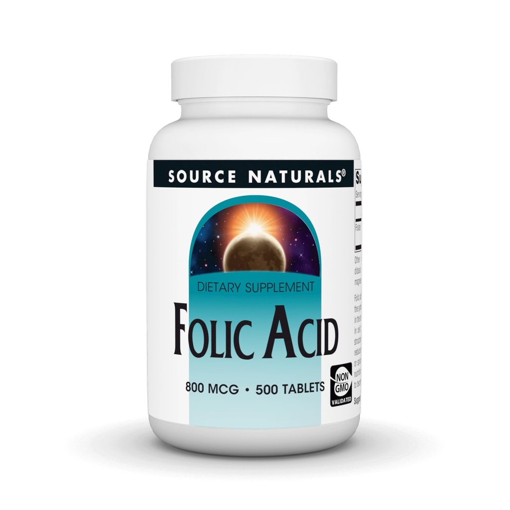 Sursa Naturals Acid folic 800 mcg Supliment alimentar - 500 comprimate