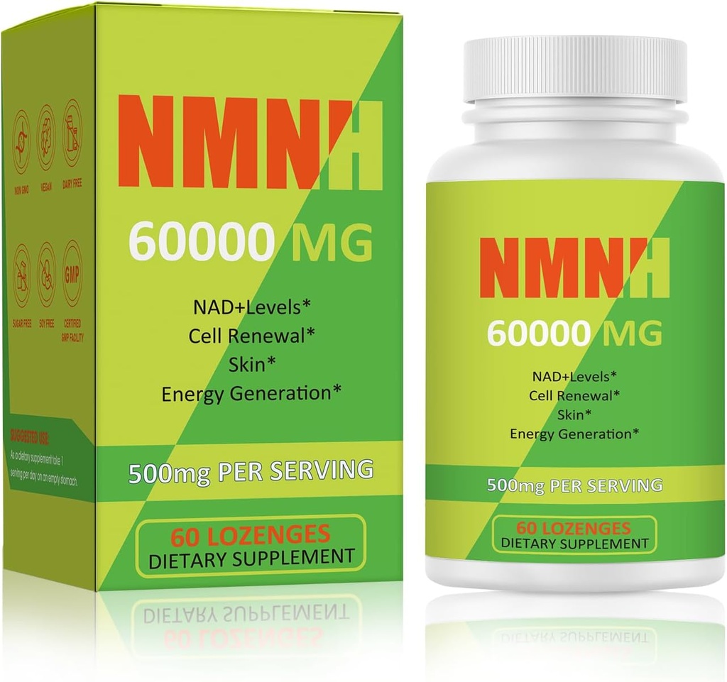 NMNH 500mg (Dihidronicotinamidă Mononucleot), NMN Supliment alternativ cu NR, TMG, Resveratrol, COQ10, NAD Supliment, Energie, Boost NAD+ Nivele, 60 capsule