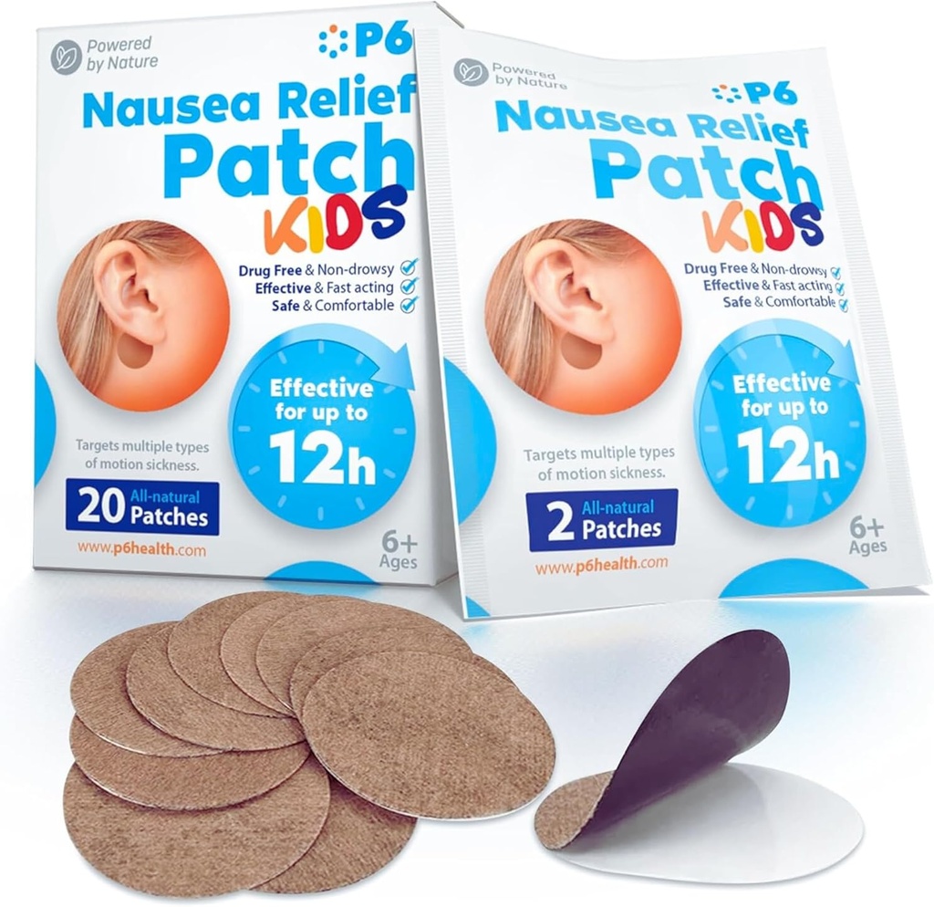 P6 Motion Sickness patch-uri pentru copii - toate patch-uri de boală la Marea Naturală pentru Cruise și Masina - Patch-uri de mișcare non-drowsy pentru copii - Patch-ul de boală mișcare sigură pentru călătorie