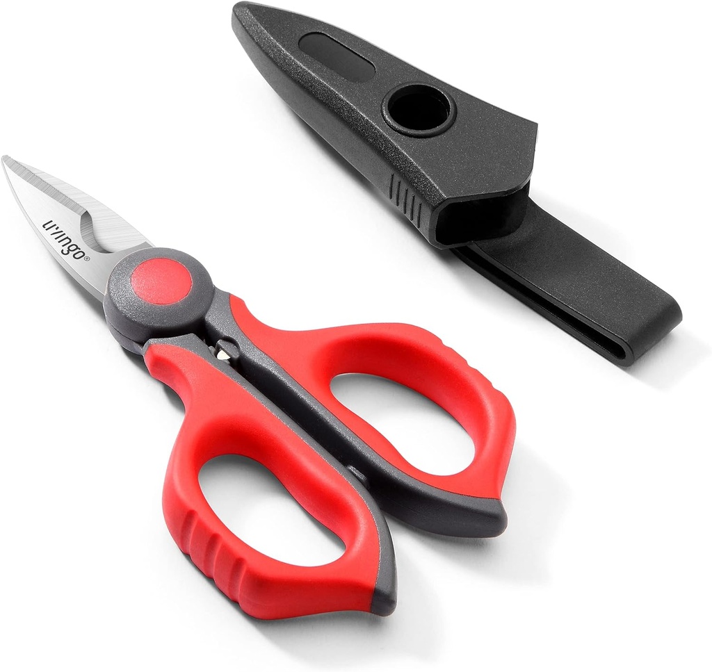 LIVEO Foarfece electrice: 6 inch Sharp Heavy Duty Wire Foarfece - oțel inoxidabil Serat Notch Blade cu clemă de curea, Stripper Fiber Optic, Crimping Aluminium Copper Soft Cable Line