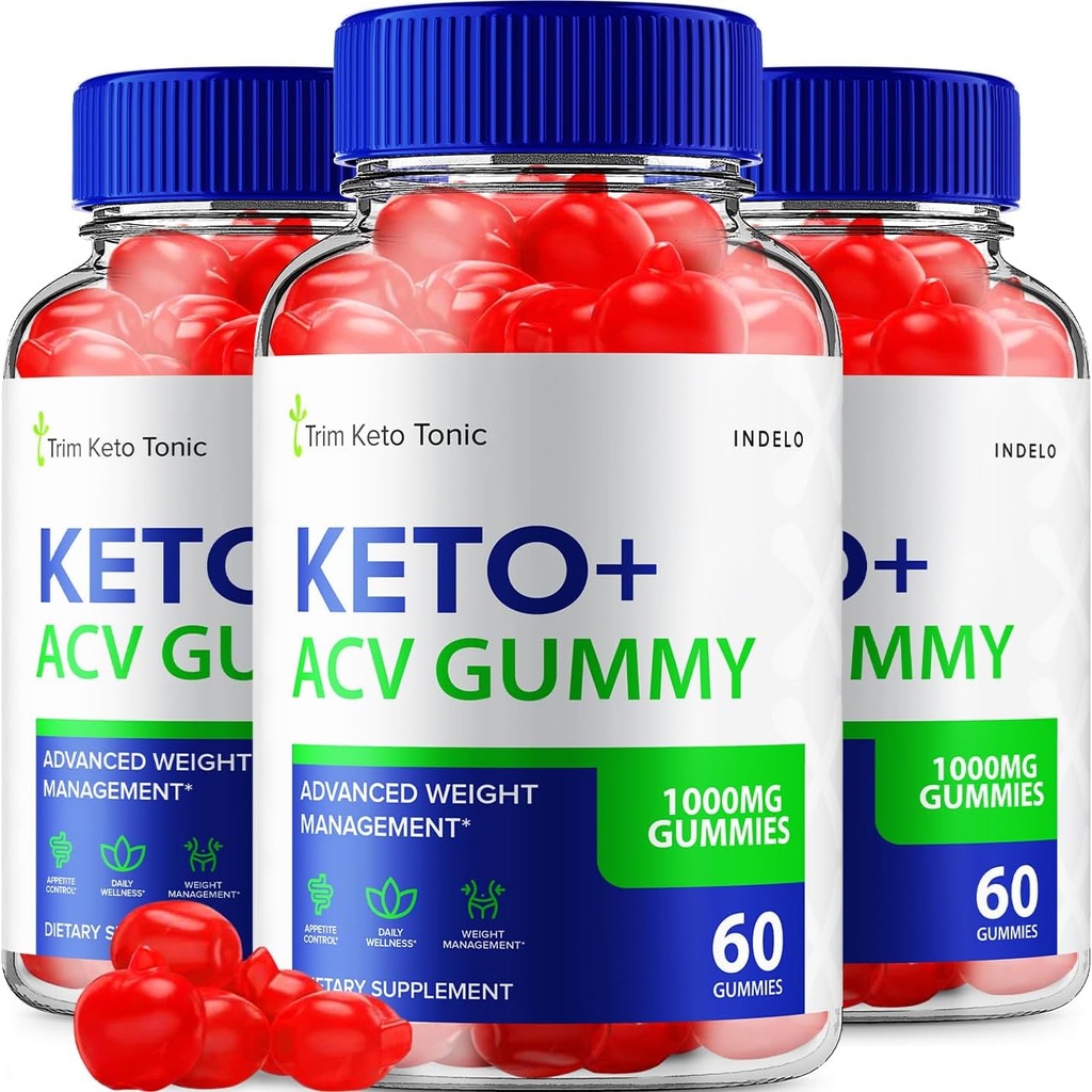 (3 Pack) Trim Keto Tonic Keto ACV Gummies, Trim Keto Gummies Suplimentul de management al greutății, Trim Keto Tonic Recenzii cu Apple Cider Vinegar, Trim Keto Tonic Avansat ACV Gummies, B12 (180 Gummies)