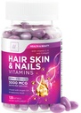 Păr, Piele şi unghii Vitamine pentru femei - Biotin 5000mcg pentru a sprijini creşterea părului cu ulei de argan, Colagen & Acid hialuronic, Piele frumoasă, mai puternică, Hair & Nails Suplimentul de vitamine - 120 Softgels