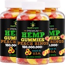 3PACK Hemp Gummies Premium HempOil Inele de piersici proaspete Hemp Gummy-for Sleep, Calm, Relaxați-vă, Chill-naturale comestibile Party-Made în SUA