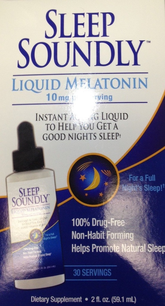 Sleep Soundly lichid Melatonin 10mg, Instant Acting Sleep Formula, 30 porţii, 2 Fl Oz (Pachet de 1)