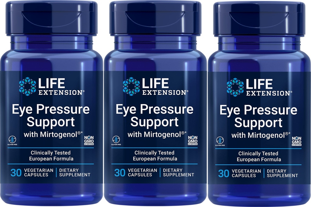 Life Extensie Eye Pressure Support with Mirtogenol,Vcaps 30 Count (Pachet de 3)