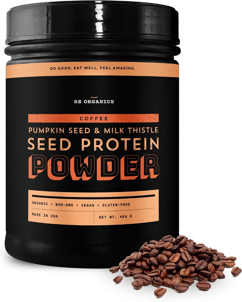 Sun Bay Organics Dovleac si Milk Thistle Seed Pudra de proteine Vegan - 1lb Canister - Planta de cafea Pe bază de praf de proteine Shake Mix - 13g proteine Blend - Soia, lactate, zahăr, și gluten gratuit