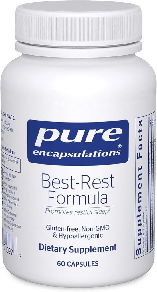 Pure Encapsulations Best-Rest Formula - Suportă somn odihnitor - pentru relaxare - Supliment de somn odihnitor - Non-GMO & Vegan - 60 Capsule