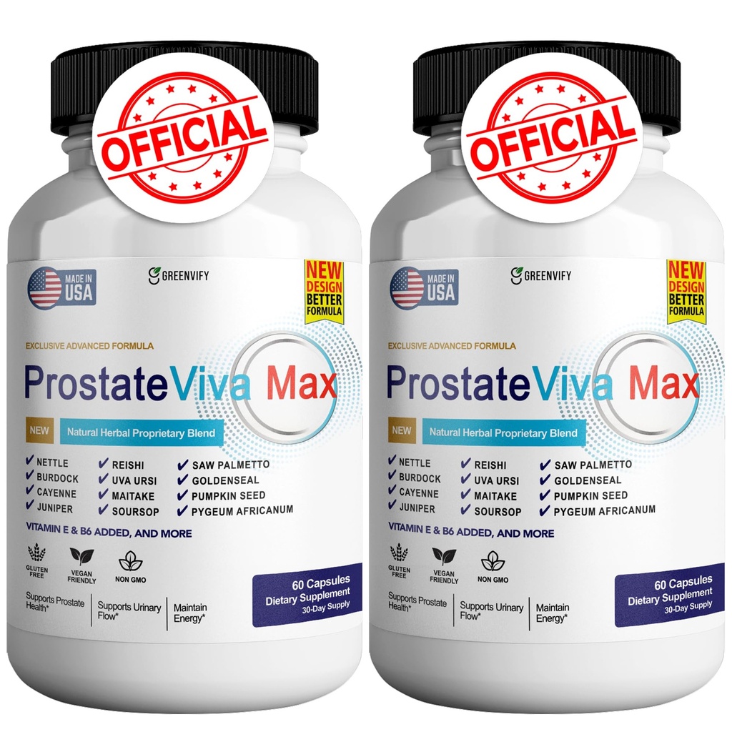 ProstateViva Suplimente Max pentru bărbați Capsule, Suplimente de sănătate - Putere maximă, Toate naturale pentru a sprijini funcția normală și sănătoasă (120 capsule)