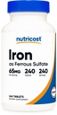 Nutricost fier (Ca sulfat feros) 65mg, 240 comprimate - non-GMO, gluten gratuit