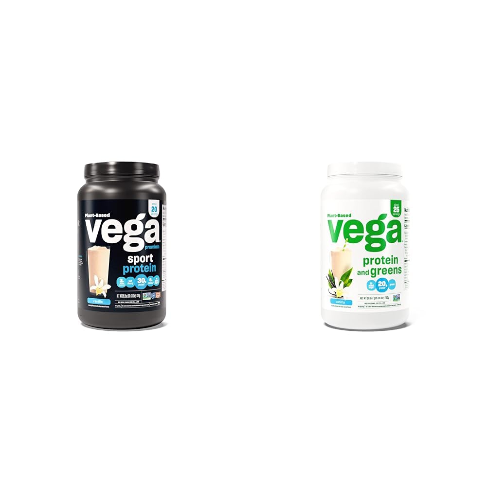Vega Premium Sport Proteina Vanilie Proteina pulbere și verde praf de proteine
