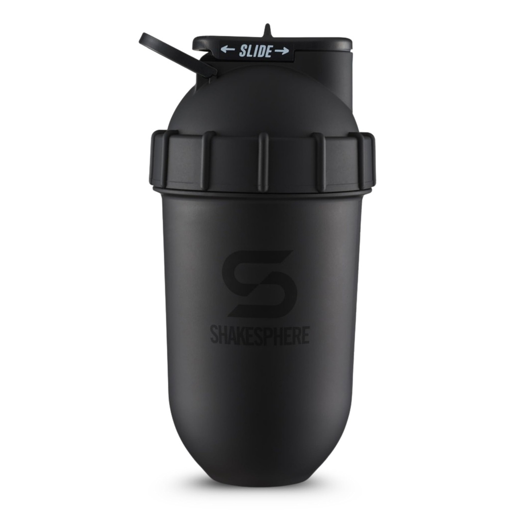 SHAKESPHERE Shaker Sticla - 24 oz Leak Proof Proteina Shaker flacon pentru antrenament pre, Smoothie, și pulbere băuturi amestecuri, Mixer fără blade pentru sala de sport, BPA-Free, Easy Clean & Ușor de transportat (Matte Black)
