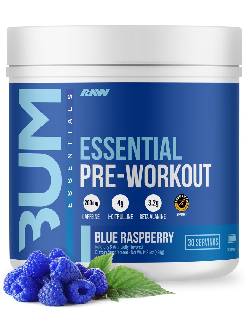 RAW Nutritie - Essential Pre - Chris Bumstead Pre Antrenament Formula, Sports Nutrition Pre-Workout Powders 