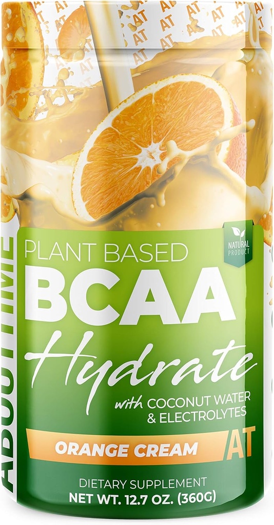 Despre timp BCAA Hydration Powder Crema Orange, cu L-glutamine & Electrolites, non-GMO, Gluten Free, fructe de Monk, apă de cocos, 20 Serviri