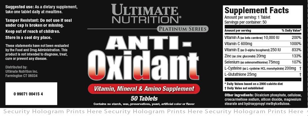 Ultimate Nutriție Antioxidant Vitamina, Minerale și Amino Supliment (50 comprimate)