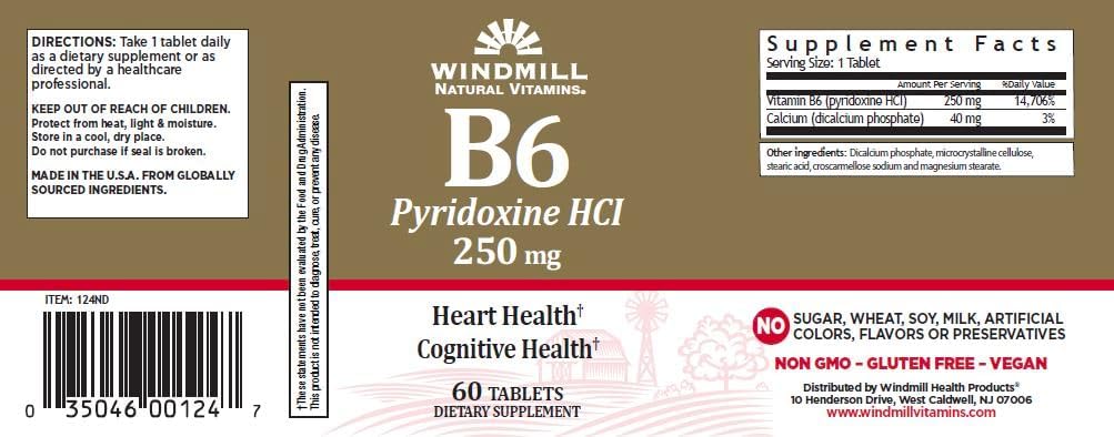 Cutie cu 3 FIECARE VITAMINĂ WM B-6 250MG 60 PT3504600124 [Sănătate şi frumuseţe]