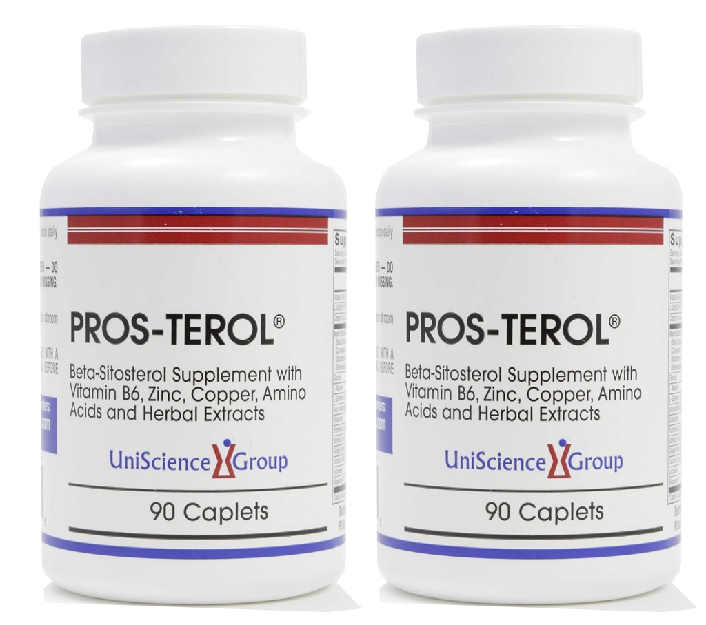 Pros-TEROL (2 Kit de sticlă), Prostate Relief cu 900 mg plante Sterols cu semințe de dovleac, Stinging Nettle Root, rădăcină de ghimbir, extractii de rădăcină de lemn dulce 90 Caplete