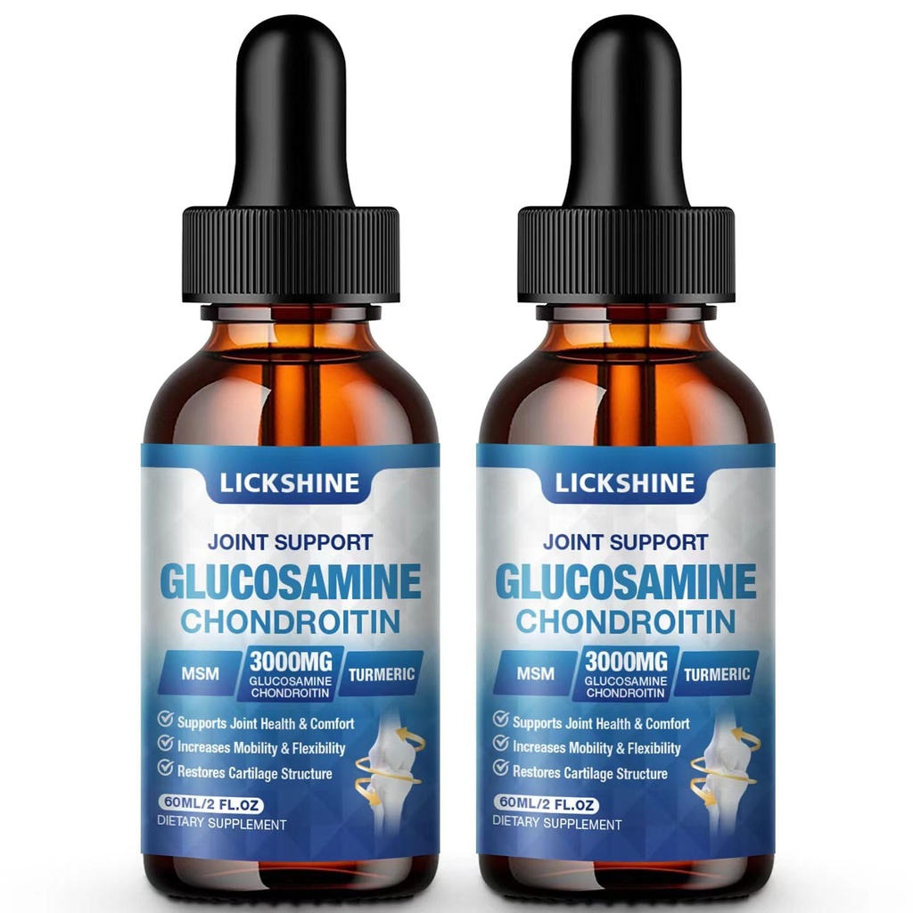 2 Ambalaj Glucosamină Chondroitin MSM Picături lichide - Supliment suplimentar de suport comun pentru rezistenţă pentru adulţi cu Querbetin Boswelia, Bromelain, Acid hialuronic, Suport imun antioxidant (4 Fl oz)