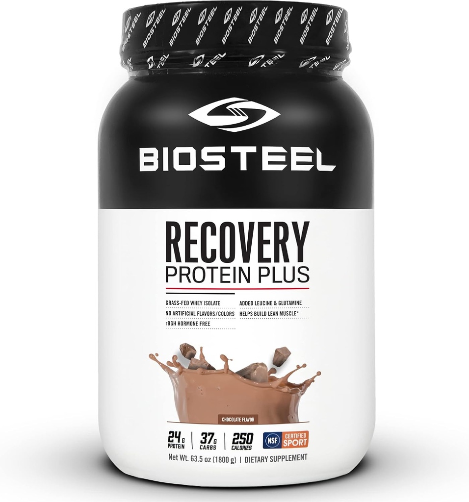BIOSTEEL de recuperare proteine Plus pulbere Supliment, Grass-Fed și non-GMO Formula, Ciocolata, 27 Serviri