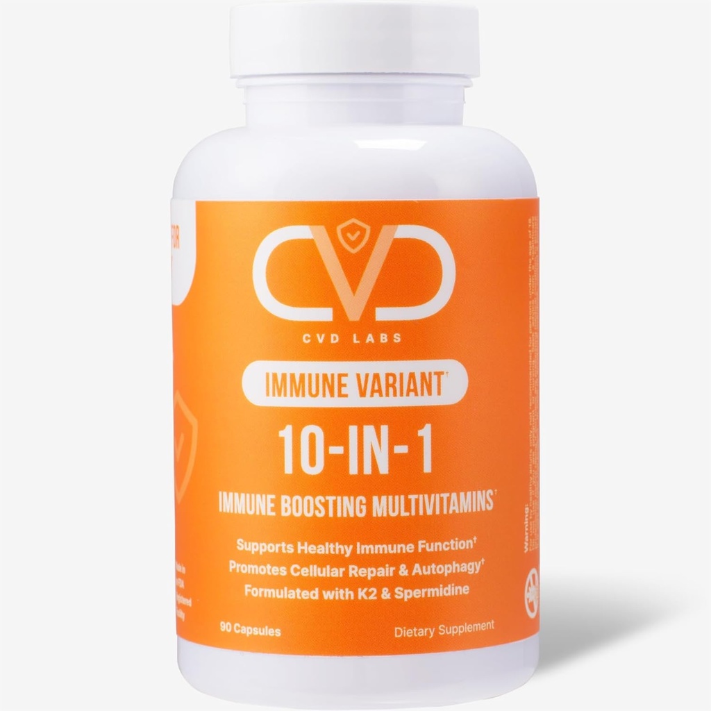 10-in-1 Immune Variant, Immune Booster Supliment cu Vitamina B Complex, Zinc, Turmeric, Vitamine C & D pentru Suport Imun și Apărare, Imunitate Multivitamine pentru Femei & Bărbați, 90 Capsule