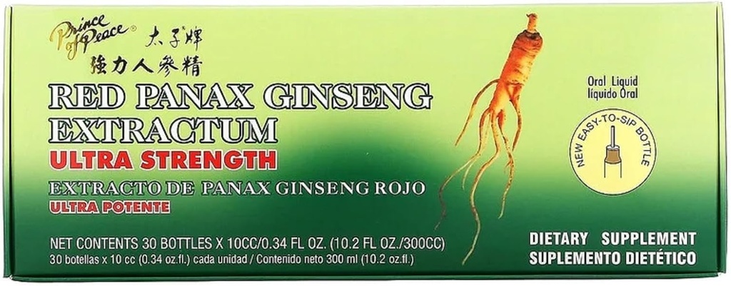 Prince of Peace Red Panax Ginseng Extractum Ultra Putere, 0.34 fl. oz. Fiecare 