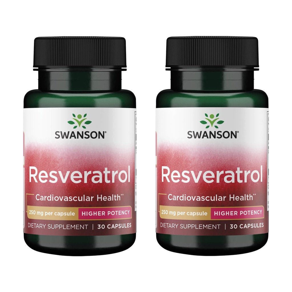 Swanson Resveratrol - Potenţă Superioară 250 mg 30 Capace (2 ambalaj)