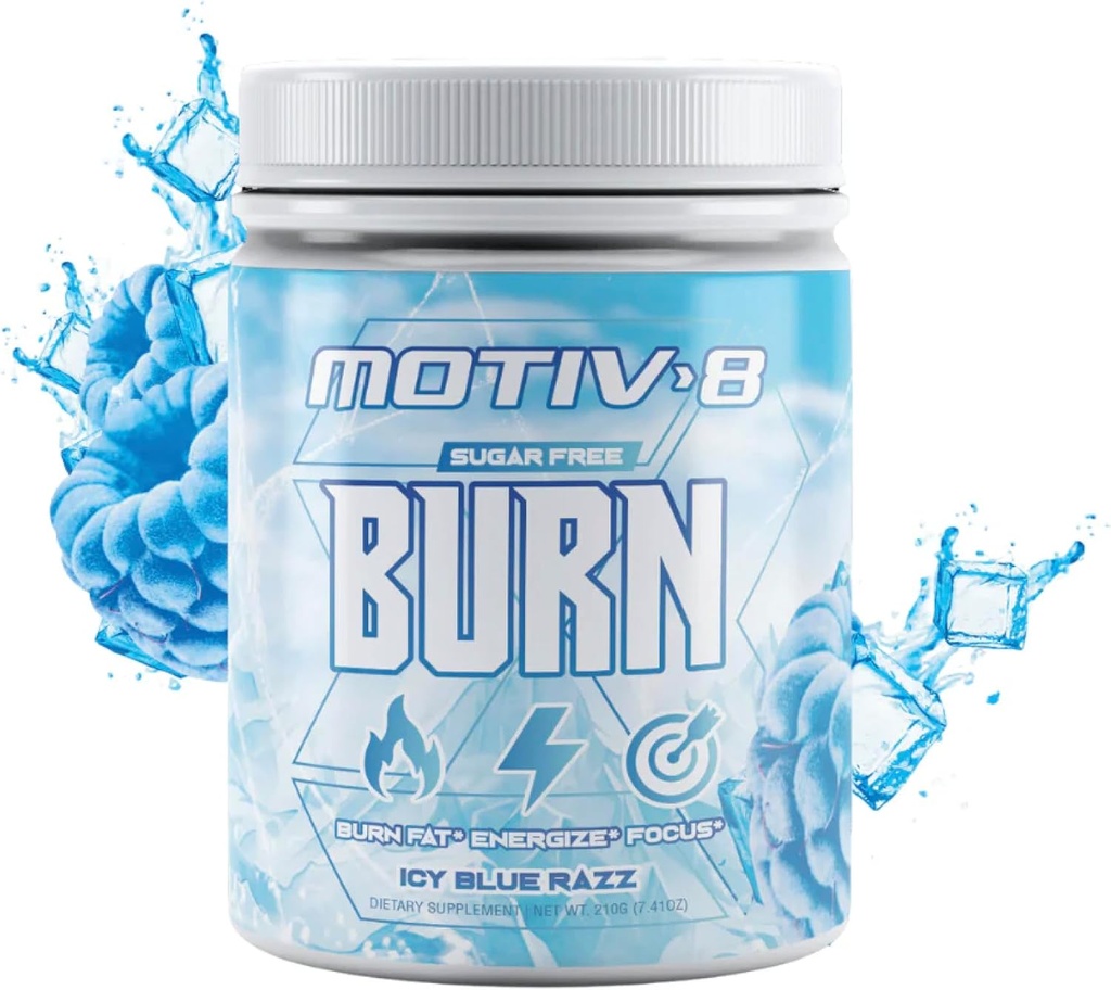 Motiv-8 Pre-Workout Peformance, Sugar Free Pre-Workout, Boost Energy and Focus, Îmbunătățește Antrenamente, Îmbunătățește Mood (30 Servings, ICY Blue Razz)