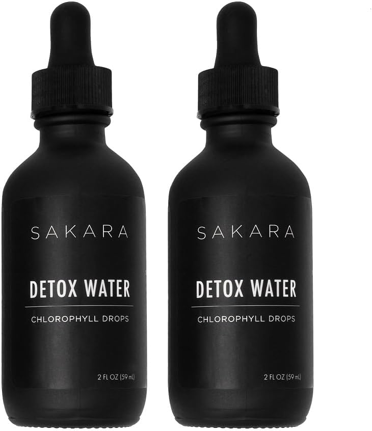SAKARA picături de apă de detoxifiere, 60 Servings - Clorofile picături lichide, Clorofila apă pentru drenaj limfatic, Body Detox Drink, Natural Energy Support, lichid Clorofila picături supliment, vitamine