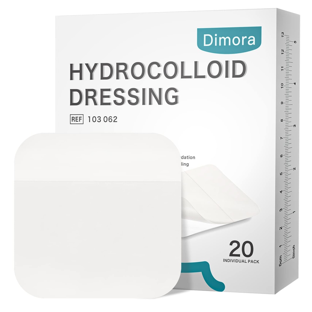 Dimora 20 Pack Hidrocoloid Wound Dressing, Ultra Thin 4" x 4" Bandaje petice mari cu auto-adezivă